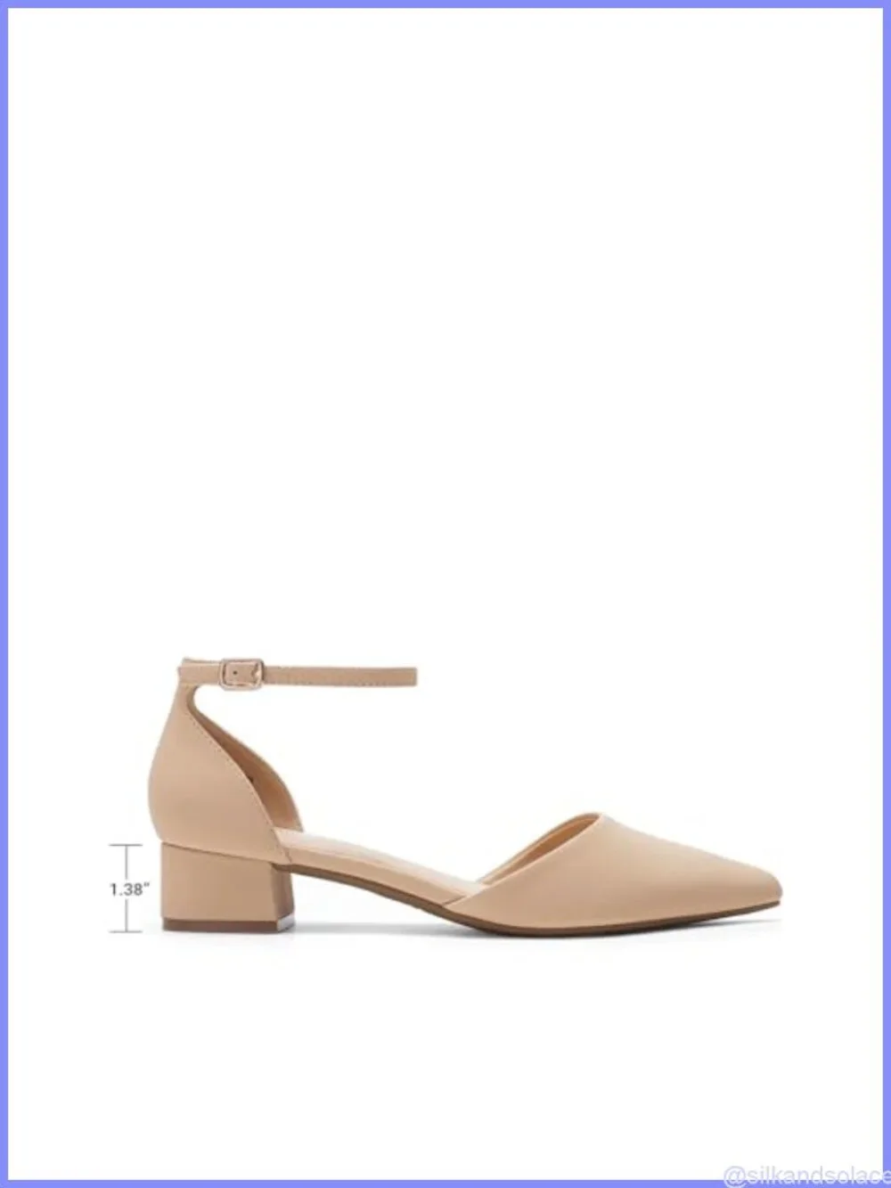 Faux Leather D'Orsay Pointed Toe Low Block Heel Pumps Ankle Strap Dress Shoes